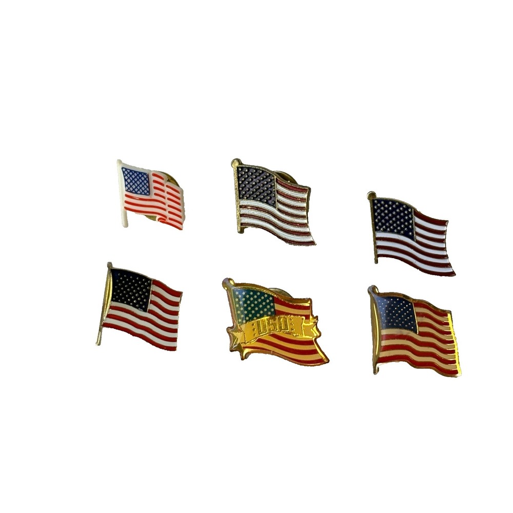 Vintage American Flag Lapel Pin Lot of 6 Americana Stripes USA 250th Patriotic
